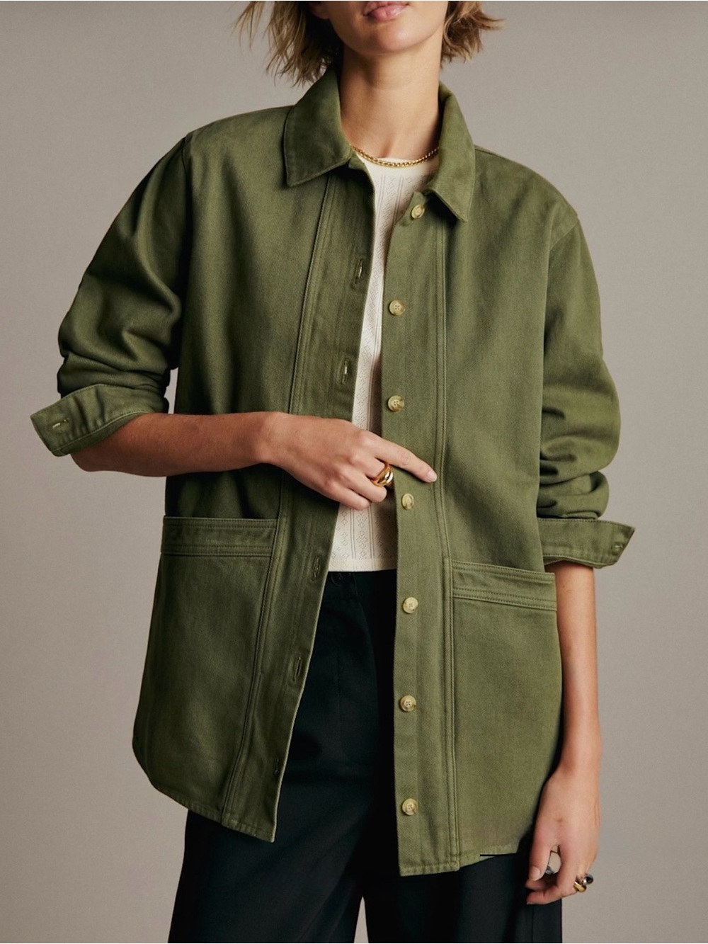 Sezane Will Jacket Olive Green - Size XL